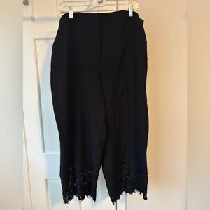 Ann Taylor Black Wide Leg Pants with Lace Hem